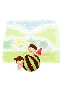 小朋友吃瓜笑哈哈,小朋友吃瓜笑哈哈的欢乐时光